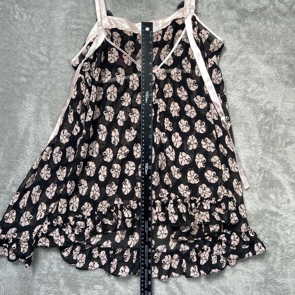 Betsey Johnson Slip Dress Women’s M Pink Bow Floral Babydoll Intimates Sheer Y2K - Picture 7 of 7